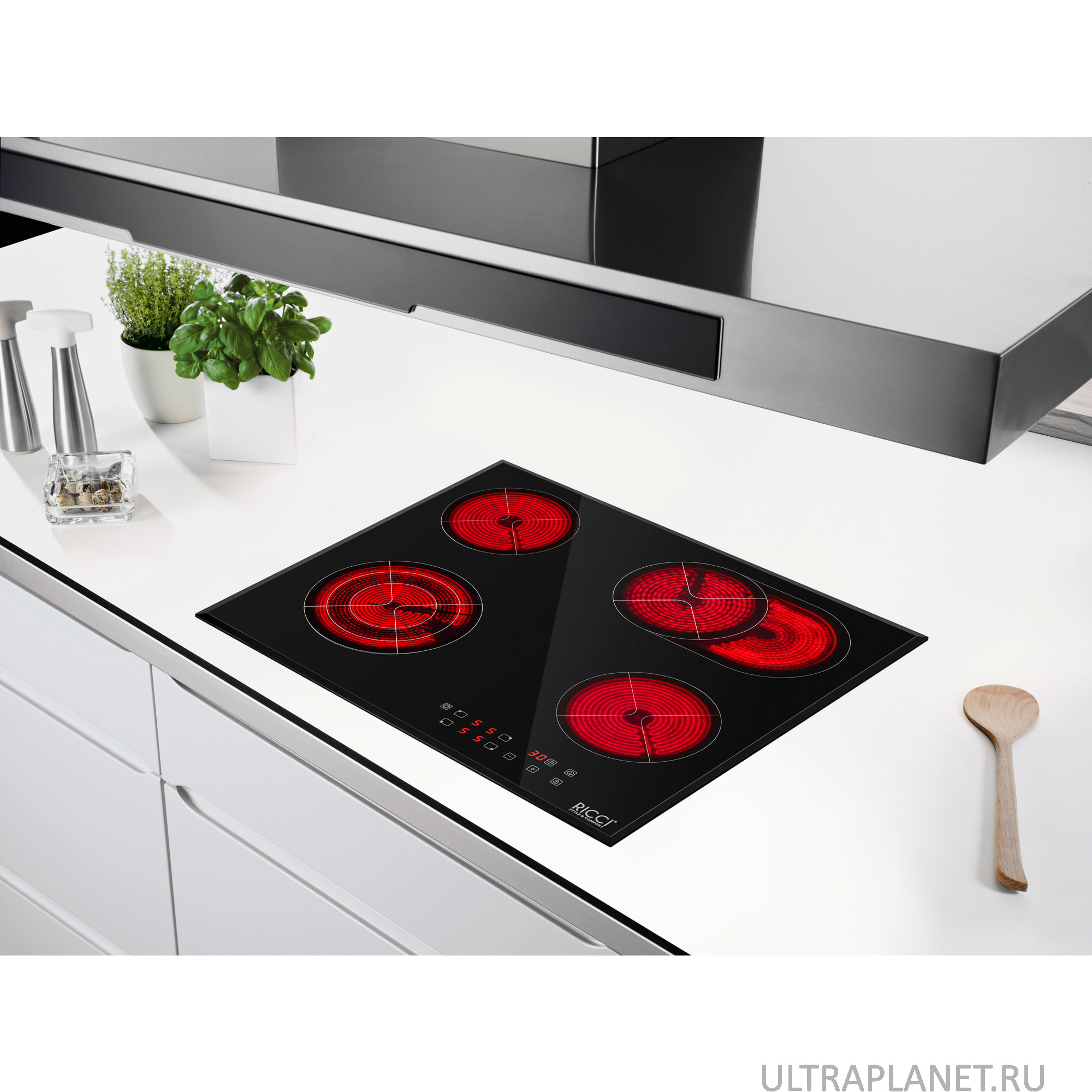 Двухконфорочная варочная панель в интерьере кухни